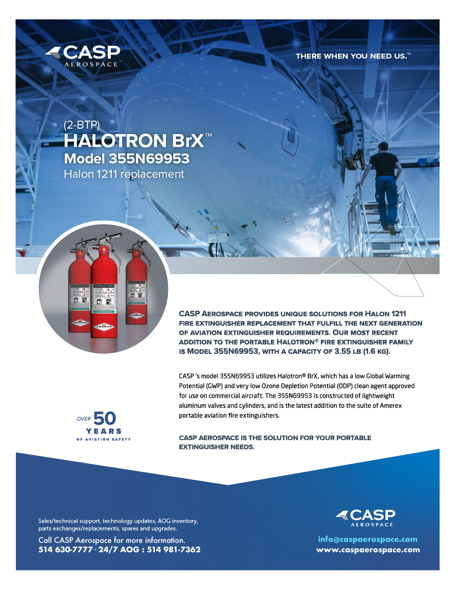 Halotron BrX portable fire extinguisher, CASP model 355N699653